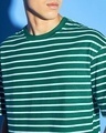 Shop Men's Green & White Striped Oversized T-shirt