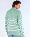 Shop Men's Green & White Striped Super Loose Fit Sweater-Design