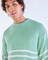 Shop Men's Green & White Striped Super Loose Fit Sweater