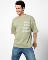 Shop Men's Green Work Hard Travel Harder Oversized T-shirt-Front