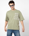 Shop Men's Green Work Hard Travel Harder Oversized T-shirt-Full