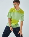 Shop Men's Green & Yellow Ombre Oversized T-shirt-Front