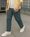 Shop Men's Green Zip-Off Convertible Cargo Pants-Front