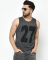 Shop Men's Grey 27 Typography Slim Fit Vest-Front