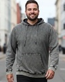 Shop Men's Grey Acid Wash Plus Size Hoodies-Front