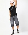 Shop Men's Light Grey Washed Baggy Fit Cargo Shorts-Full
