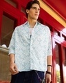 Shop Men's Grey All Over Printed Oversized Shirt-Front