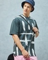 Shop Men's Grey & White All Over Printed Oversized T-shirt-Front