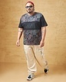 Shop Men's Grey & Black All Over Printed Plus Size T-shirt-Full