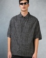 Shop Men's Grey All Over Printed Super Loose Fit Shirt-Front