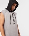 Shop Men's Grey Alpha Oversized Typography Hooded Vest-Front