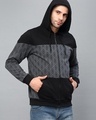 Shop Men's Grey and Black Color Block Slim Fit Hooded Jacket-Design
