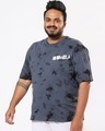 Shop Men's Grey Anime Tie & Die Plus Size Oversized T-shirt-Design