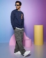 Shop Men's Grey Baggy Oversized Cargo Parachute Pants-Front