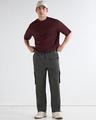 Shop Men's Grey Baggy Oversized Cargo Parachute Pants-Full