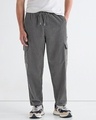 Shop Men's Grey Baggy Oversized Japanese Cargo Carpenter Pants-Front