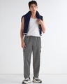 Shop Men's Grey Baggy Oversized Japanese Cargo Carpenter Pants-Full