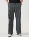 Shop Men's Grey Straight Fit Cargo Pants-Front