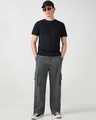 Shop Men's Grey Straight Fit Cargo Pants-Full