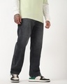 Shop Men's Grey Baggy Washed Jeans-Front