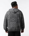 Shop Men's Grey Bandana Graphic Printed Oversized Plus Size Hoodies-Design