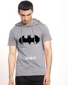 Shop Men's Grey Batman Logo Blueprint Hoodie T-shirt-Front