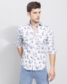 Shop Men's Grey Beach Leaf Printed Slim Fit Shirt-Full