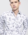 Shop Men's Grey Beach Leaf Printed Slim Fit Shirt