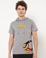 Shop Men's Grey Beat Meteor Graphic Printed Oversized Hoodie T-shirt-Front