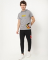 Shop Men's Grey Beat Meteor Graphic Printed Oversized Hoodie T-shirt-Design