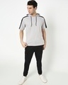 Shop Men's Grey & Black Color Block Plus Size Hoodie T-shirt