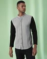 Shop Men's Grey & Black Color Block Regular Fit Shirt-Full