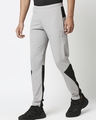 Shop Men's Grey & Black Color Block Slim Fit Track Pants-Design