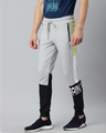 Shop Men's Grey & Black Colourblocked Slim Fit Joggers-Design