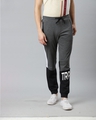 Shop Men's Grey & Black Slim Fit Colourblocked Joggers-Front