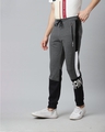 Shop Men's Grey & Black Slim Fit Colourblocked Joggers-Full
