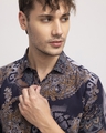 Shop Men's Grey & Blue All Over Paisley Printed Slim Fit Shirt-Full