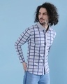 Shop Men's Grey & Blue Checkered Regular Fit Shirt-Full
