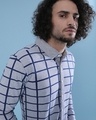 Shop Men's Grey & Blue Checkered Regular Fit Shirt