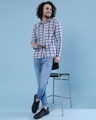 Shop Men's Grey & Blue Checkered Regular Fit Shirt