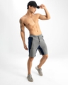 Shop Men's Grey & Blue Color Block Sports Shorts-Full