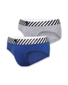 Shop Pack of 2 Men's Grey & Blue Graphic Printed Cotton Briefs-Front