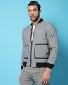 Shop Men's Grey Bomber Jacket-Front
