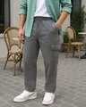 Shop Men's Grey Cargo Carpenter Pants-Front