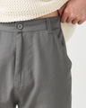 Shop Men's Grey Cargo Cotton Linen Pants