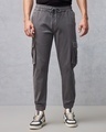 Shop Men's Grey Cargo Jogger Pants-Front