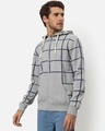 Shop Men's Grey Checked Hooded Sweatshirt-Front