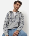 Shop Men's Grey Checked Hooded Sweatshirt