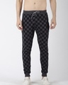 Shop Men's Grey Checked Joggers-Front