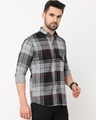 Shop Men's Grey Checked Slim Fit Shirt-Design